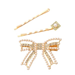 Pinzas para el cabello con diamantes de imitación de estilo coreano, pinza lateral con perlas para uso diario, material de aleación HC019 - Product Image 3