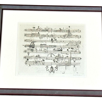 Suministro al por mayor: Grabado de notas musicales de Moxa firmado por Ronald Markman, 17/50, 1964, Fácil instalación