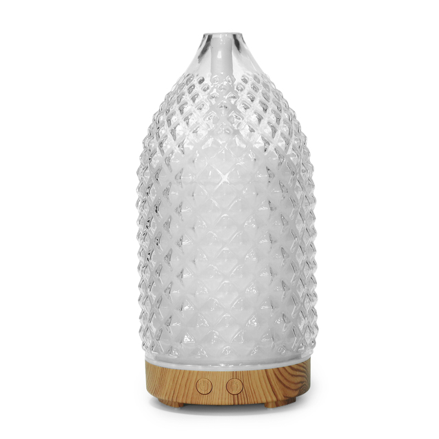 Glass Aroma Diffuser 100ML with 7-color LED Lights, Featuring a Night Light Function and Dreamy Colors.