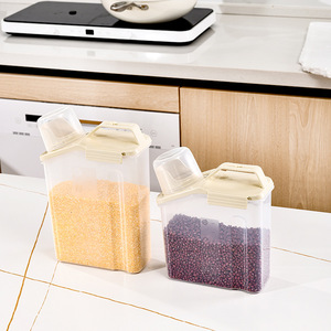Rice Bucket Airtight <b>Container</b> Rectangle Cream Clip-on Lid For Rice <b>Flour</b> Grains Storage - Product Image 3