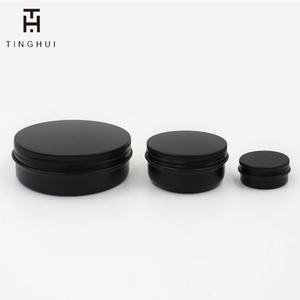 กระปุกโลหะทรงกลมขนาด 100 มล. 50 มล. สีดำ กระป๋องอลูมิเนียมเปล่าพร้อมฝาเกลียวสำหรับใส่ยาหม่อง - Product Image 1