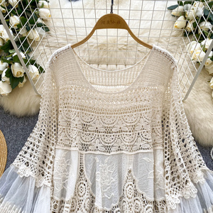 Vestidos de punto calado bohemios para mujer, holgados, con cordones y diseño de patchwork, a la moda - Product Image 2