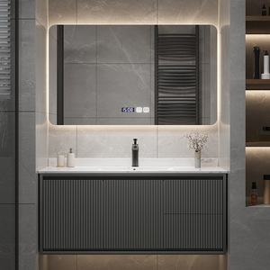 Meuble de salle de bain moderne et simple avec vasque intégrée, meuble sous-vasque en marbre, table de lavabo de luxe léger - Product Image 1