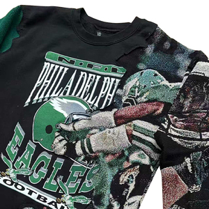 Bajo MOQ Diseño personalizado rápido Equipo de rugby Patchwork Hombres Pullover EE. UU. Sudadera con capucha de gran tamaño Suéter de tapiz - Product Image 3