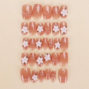 2024 nuevo arte de moda uñas postizas de gama alta ojo de gato flor pequeña estilo corto TikTok pegatinas de uñas calientes extraíbles - Product Image 4