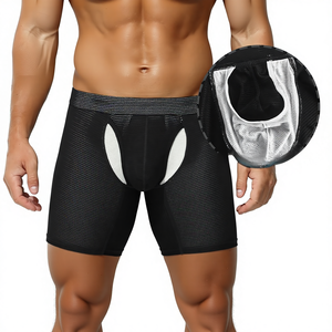 पुरुषों के नायलॉन ने बुना हुआ बॉक्सर ब्रिफ्स अंडरवियर कम वृद्धि वाले बड़े पाउच लुभावनी स्पोर्ट्स एंटी-घर्षण लंबा अंतरिक्ष कैप्सूल - Product Image 1
