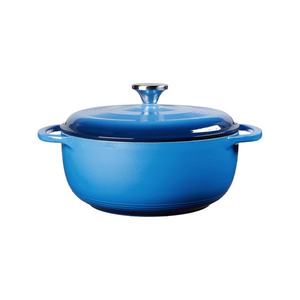 Cocotte en fonte émaillée bleue de qualité supérieure, design à double anse, pot à pain profond, pot à ragoût, ustensiles de cuisine, incontournable de la cuisine - Product Image 5