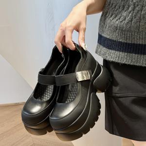 Sandales plates à talons hauts avec boucle en métal tendance, doublure en toile, semelle amortissante, chaussures Mary Jane pour femmes - Product Image 4