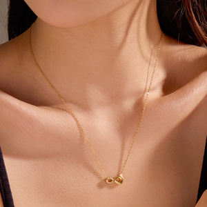 Gioielli di moda impermeabile PVD oro placcato 18K in acciaio inox zircone amore <span class=keywords><strong>cuore</strong></span> Infinity lettera 8 ciondolo <span class=keywords><strong>collana</strong></span> per le donne - Product Image 2