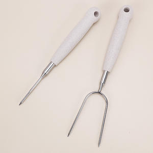 Fourchette de Barbecue télescopique d'extérieur bâton de Barbecue en acier inoxydable outils de Barbecue accessoires de Barbecue avec poignée en <span class=keywords><strong>paille</strong></span> - Product Image 2