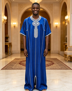 CCY Embroidered Moroccan <strong>Thobe</strong> for <strong>Men</strong> Ramadan Eid Islamic Wear with TR Shiny Fabric Long Robe Jubbah - Product Image 3