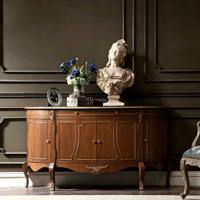 Meuble console, buffet et table de réception en bois massif sculpté, style antique, pour hall d'hôtel de luxe européen, vente en gros