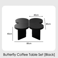 Ensemble de 2 tables basses modulaires à emboîtement, dessus incurvés, écologiques, durables, design moderne et minimaliste pour salon