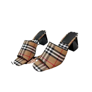 Sandalias de Tacón Alto Originales de Alta Gama, con Cierre de Botón, Diseño Moderno y Cómodo con Punta Abierta para Mujer, Tacón Medio, Verano - Product Image 1