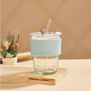Sports Design Glass Cup Straw Double-Drink Eco-Friendly Portable Perfect Promotional Gifts Advertising Customizable Logo
