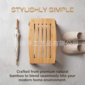 Wooden Folding Footstool 14.9x10.2x7.5 Inch Foldable Home Desk <b>Bathroom</b> <b>Stool</b> With Non Slip Pads - Product Image 5