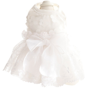 Robe pour chien rose à fleurs avec jupe tutu et nœud pour petits animaux de compagnie, en polyester, toutes saisons - Product Image 5