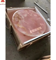 Table d'appoint moderne en marbre et onyx, haut de gamme, table de luxe en onyx rose, table basse personnalisée
