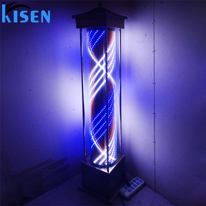Dönen LED altın şişme berber kutup su geçirmez iplik çizgili berber dükkanı 180 190cm 220cm Salon açık işareti ışık açık