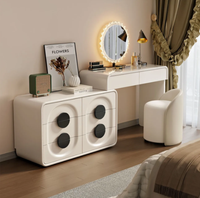 Coiffeuse moderne en dalle massif durable avec miroir éclairé par LED, table de maquillage pour chambre et appartement, table de chevet