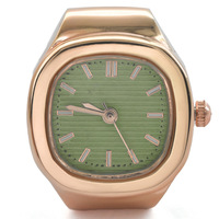 En gros, Montre-bague plaquée or, montre minimaliste, cadran simple, mini montre-bague carrée argentée