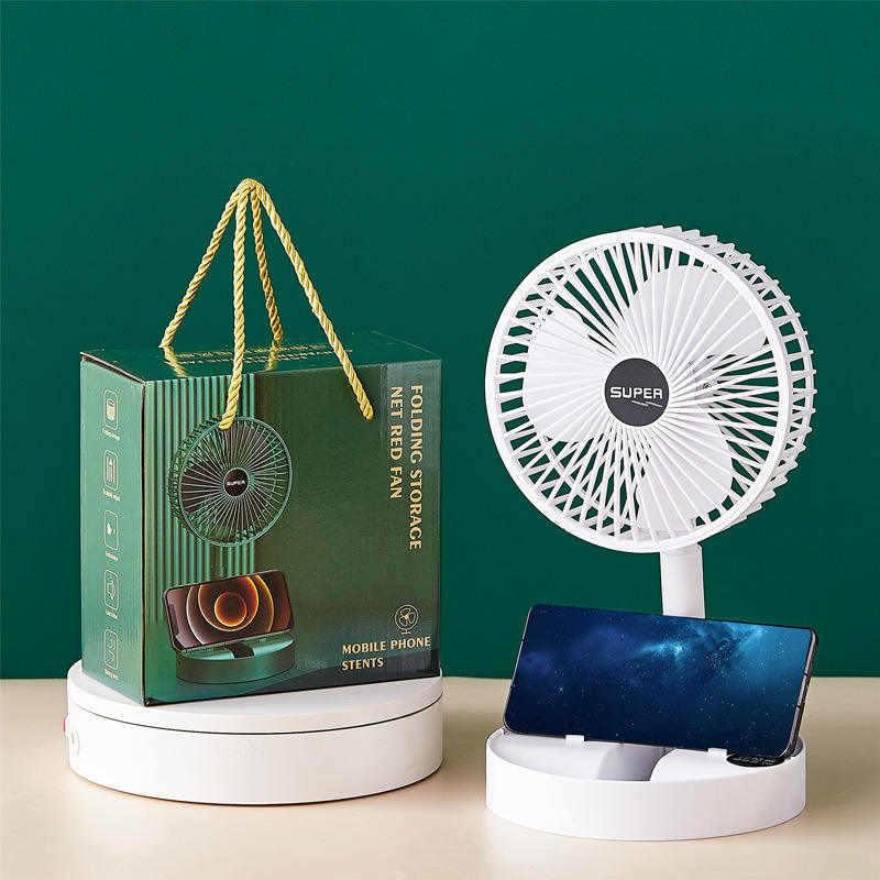 Boîte-cadeau portable rechargeable de ventilateur pliant blanc