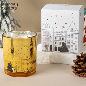 Funday Scented <b>Candle</b> Gold Glass Cylinder Christmas <b>Gift</b> Luxury Decorative - Product Image 1