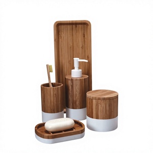 Ensemble de salle de bain en bois fini imperméable pour une organisation élégante de la vanité et les environnements de salle de bain humides - Product Image 1