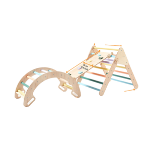 <span class=keywords><strong>Triangulo</strong></span> Montessori plegable Piklers Climb Toy colorido Marco de escalada de madera con arco hecho PE acero Nylon PP para uso escolar - Product Image 1