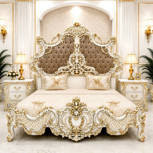 Elegant Heavy Handcrafted <b>Teak</b> Wood Bed with Side <b>Table</b> Set Victorian Style Luxury King Size Bed Matching <b>Bedside</b> <b>Tables</b> USA - Product Image 1