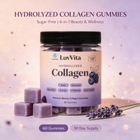 Complément de beauté en gommes de collagène hydrolysé sans sucre, marque distributeur, pour l'éclat de la peau, le confort articulaire et le soutien immunitaire, 60 unités