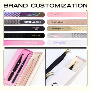 Comelylash <span class=keywords><strong>Pince</strong></span> à Épiler Blanche et Noire Nude pour Extensions de Cils à Pointe Fibre, Applicateur de Cils Or Rose, Kit de Pinces pour Extensions de Cils (SANS BOÎTE) - Product Image 5