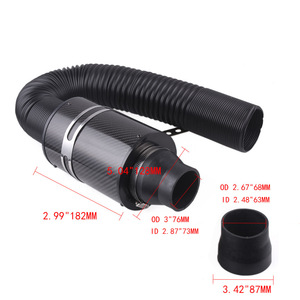 Tubo de Admisión de Aire Frío de Alto Flujo, Estilo Fibra de Carbono Universal, 76mm, Corto, para Modificación de Automóviles - Product Image 3