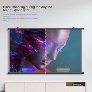 <span class=keywords><strong>Écran</strong></span> de projection vidéo portable HEYU, bon marché, enroulable, 60, 80, 92, 100, 120 pouces, 16:9, pour projection de films, à suspendre au mur, gris, matériau ALR - Product Image 2