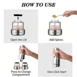 Nuevo Molinillo de Especias de Cocina Personalizado, Ajustable, Recargable por USB, Eléctrico Automático, Juego de Molinillos de <span class=keywords><strong>Sal</strong></span> y Pimienta con 2 Cápsulas de Cambio Rápido - Product Image 6