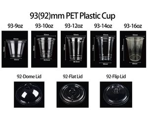 1000 Pack 98mm 24oz Clear Plastic <b>Cups</b> PET Disposable <b>Cold</b> Drinking Plastic <b>Cups</b> with Dome Lid or Flat Lid and Flip Lid - Product Image 3