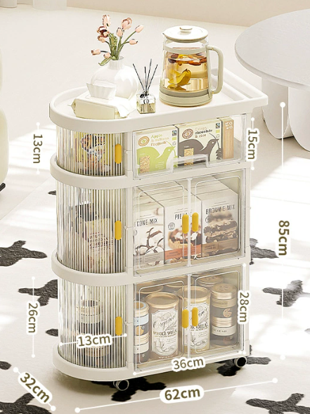 [Blanc + Transparent] 2 portes + 1 tiroir