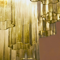 Lustre en verre coloré dégradé, style nordique moderne et élégant, pour salon, salle à manger, villa, éclairage décoratif de luxe multicouche