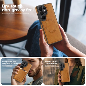 Étui de téléphone portable magnétique en cuir rétro avec surpiqûres de luxe pour <span class=keywords><strong>Samsung</strong></span> Galaxy S26 Ultra S24 FE S25 Edge A57, étui en TPU - Product Image 4