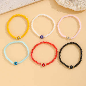 Bracelet œil <span class=keywords><strong>turc</strong></span> multicolore en perles de cristal, tendance pour femme et étudiante, vente chaude transfrontalière - Product Image 1