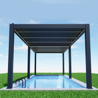 Pergola en aluminium personnalisée Pergola de piscine imperméable à l'eau auvent persienne toit extérieur de luxe Gazebo avec bande de LED