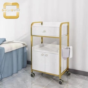 에스테틱 클리닉 우드 트롤리 카트 바퀴가있는 럭셔리 왁스 센터 카트 용 에스테틱 침대 트롤리 공장 - Product Image 4