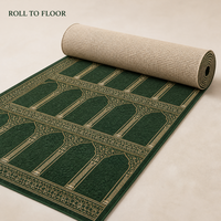 Tapis en laine et nylon jacquard lavable antidérapant fabriqué à la machine pour mosquée, tapis de prière musulman à poils longs de 15 mm pour salle de prière Masjid