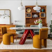 Luxuriöses Marmor-Sinterstein Esstisch-Stuhl-Set Moderne Inneneinrichtung Esszimmermöbel Hochwertiger Rechteckiger Esstisch