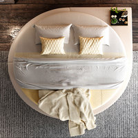 Lit rond capitonné de luxe moderne avec tête de lit haute et rangement, double ou king size, pour usage hôtelier, prix abordable