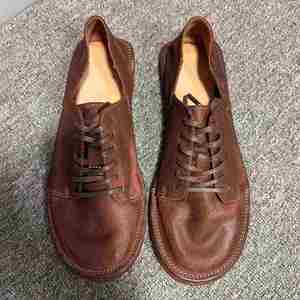 Advanced Scrub Horse <b>Leather</b> <b>Slip</b>-<b>On</b> Wear-resistant Men's Toe Business Casual Autumn Retro Old Handmade <b>Shoes</b> - Product Image 2