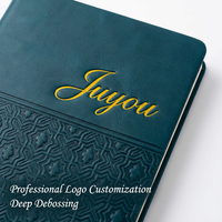 Couverture en cuir PU de qualité supérieure, bloc-notes A5, motif et logo en relief, carnets d'affaires personnalisés, reliure à bande élastique