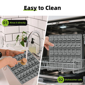 Tapete de Silicona Moderno para Alimentación de Mascotas, Rectangular, con Patrón Geométrico, Antideslizante, Impermeable, Lavable, Interactivo para Perros y Gatos - Product Image 4