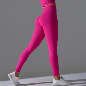 Pantaloni da Yoga a vita alta pantaloni da ginnastica pantaloni senza cuciture da donna abbigliamento Fitness di alta qualità
