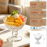 Glazen ijsbeker met gegraveerde ster, bulkverpakking, helder glas, geschikt voor fruit, yoghurt, dessert, voor bar, hotel, bruiloft, cadeauset